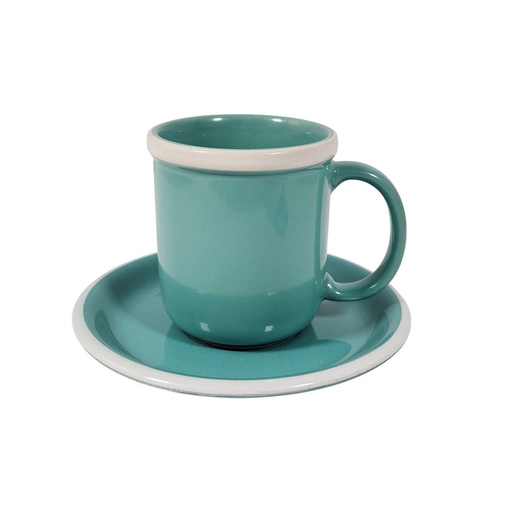 Mikasa Studio Nova Jade Chiffon Turquoise‎ 4" Coffee Cup and 6.5" Saucer